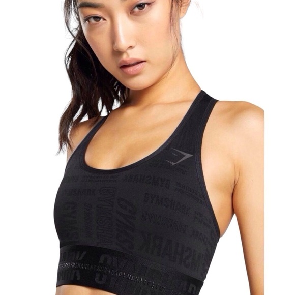 Gymshark Vision Logo Women's Black Sports Bra Size-Small EUC - Picture 1 of 3
